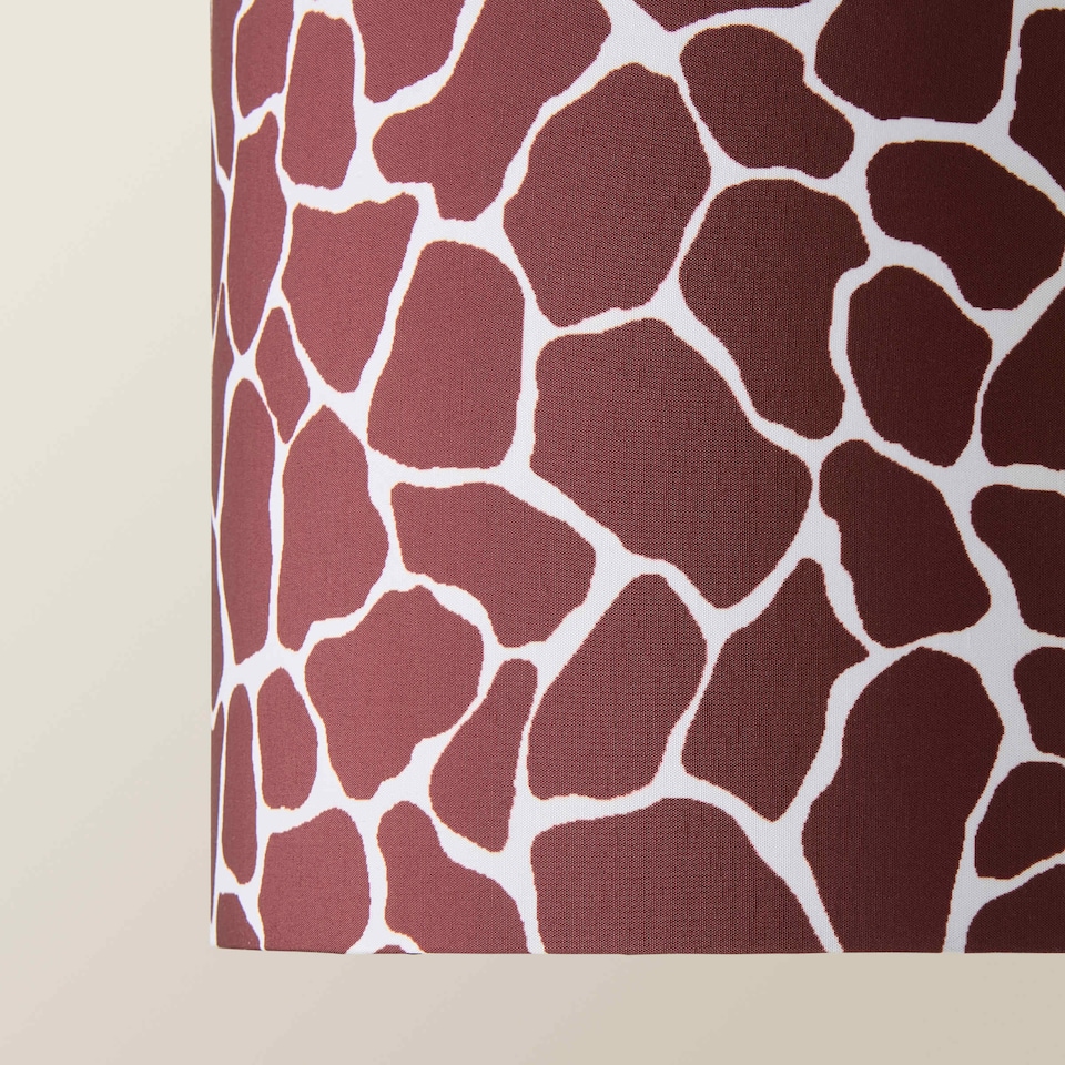 image 1 of ValueLights Oasis Giraffe Print Fabric Gold Inner Lamp Shade | Multi