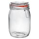image 4 of Argon Tableware 6x Glass Storage Jars & Labels Set - 1 Litre - 4 Colour Seals Airtight Kitchen Storage Container Preserving Jar