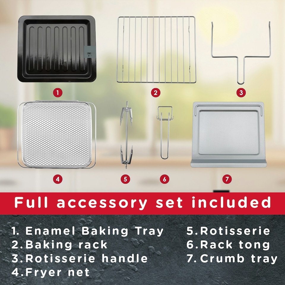 image 1 of Sensio Home 15L Air Fryer Oven, Dehydrator, Rotisserie, Bake, Defrost, 14 Presets, Accessory Set 1600W