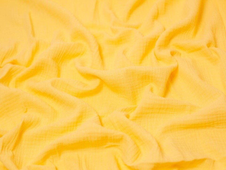 Minerva Core Range Yellow Cotton Double Gauze Fabric for Dressmaking, 130cm / 51" Wide - per metre