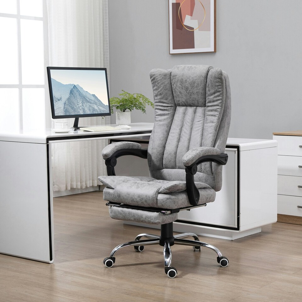 image 1 of Vinsetto 6-Point Vibrating Heat Massage Chair w/ Microfibre Upholstery Grey