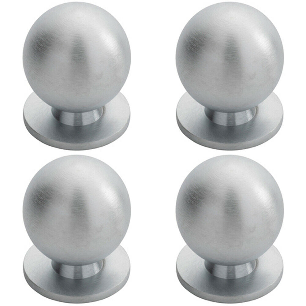 Loops 4x Solid Ball Cupboard Door Knob 30mm Diameter Satin Chrome Cabinet Handle