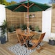 image 3 of Outdoor 2 Person Folding Square Wooden Garden Patio Dining Table Chairs Parasol and Base Set