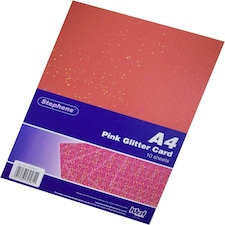 Stephens Board Glitter Pink 220gsm, 10 Sheets, Pink, A4