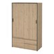 image 3 of Line Wardrobe with 2 Sliding Doors 1 Small Door and 2 Drawers in Jackson Hickory Oak