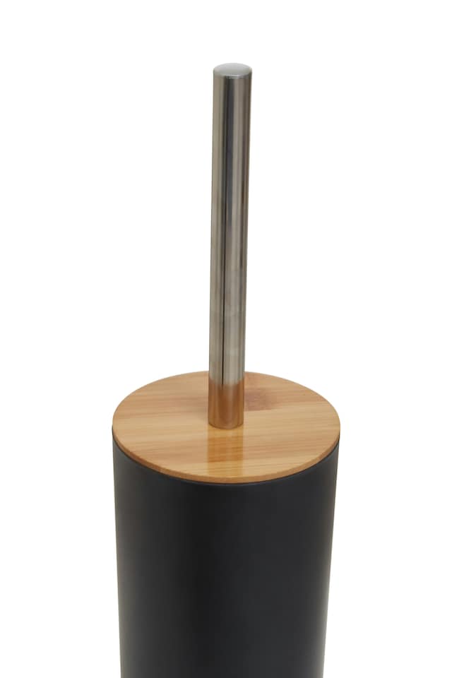 image 1 of Interiors By Premier Black Toilet Brush Holder, Sturdy Bathroom Cleaner With Reinforced Bristles, Slimline Toilet Brush Set | Black