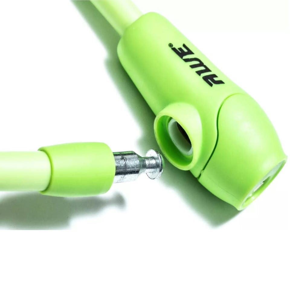 image 1 of AWE Silicone 600mm x 12mm Bike Automatic Hardened Steel Cable Lock Green