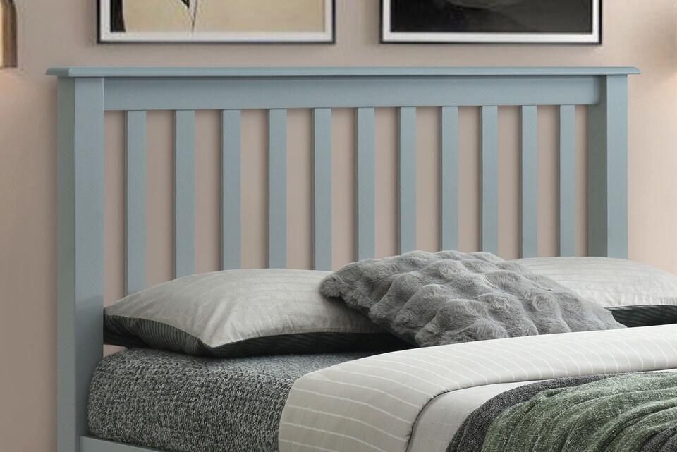 image 1 of 4ft6 Double Grey Wood Wooden Bed Frame.Low foot end | Grey | Double