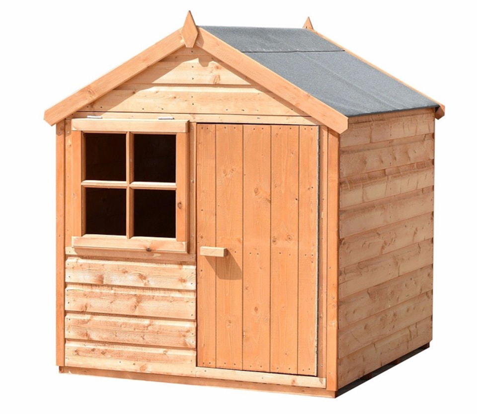 image 1 of Playhut 4 x 4 Feet Single Door with One Opening Window Playhouse | Brown
