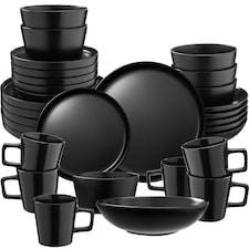Dinnerware Set Una - dinner set, incl. plates, bowls and mugs, for 6 people | Black | black | 1