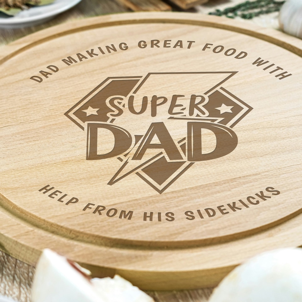 image 1 of Personalised Super Dad Chopping Board Brown