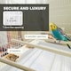 image 5 of PawHut Bird Cage with Divider, 4 Wooden Perches, Slide Out Tray, White