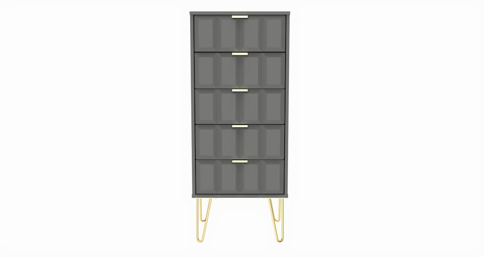 image 1 of Metro 5 Drawer Tall Bedside Cabinet in Dusk Grey (Ready Assembled) | Grey | Dusk Grey