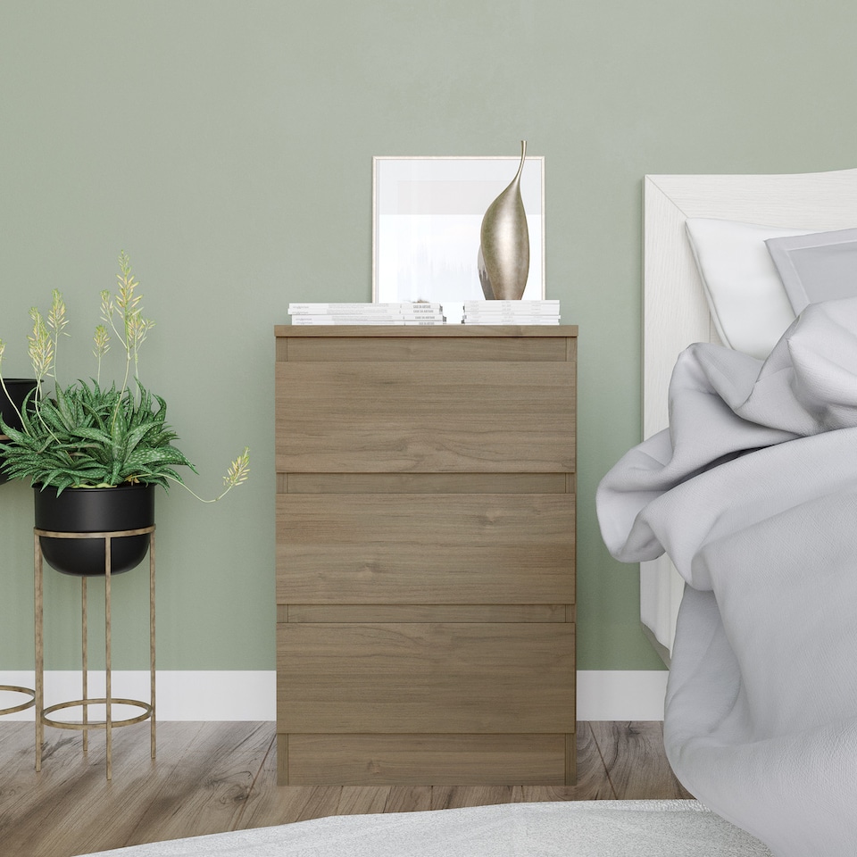 image 1 of 3 Drawer Bedroom Storage Cabinet | Multi | Oak & Oak | 1