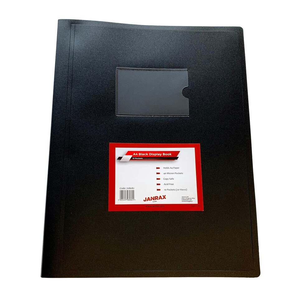 image 1 of A4 Black Flexible Cover 10 Pocket Display Book