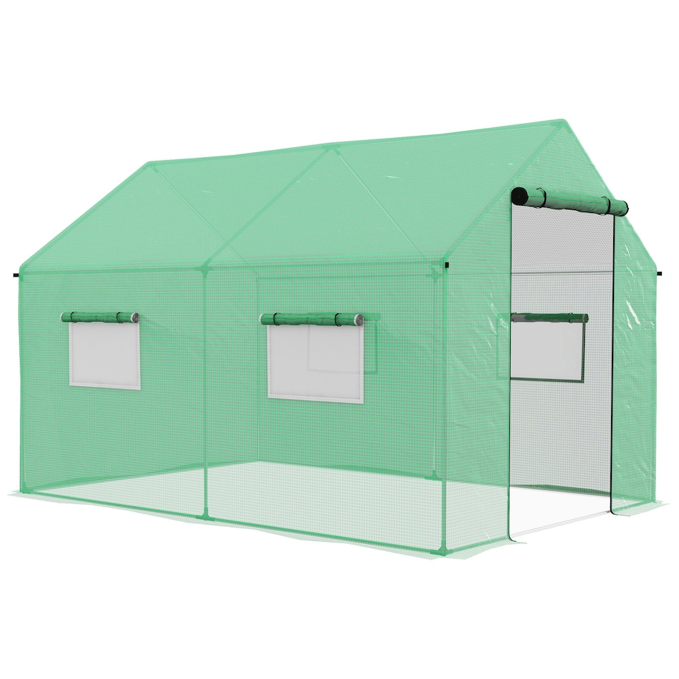 image 1 of Outsunny Tunnel Greenhouse W/ UV-resistant PE Cover, Wide Door, 2 x 3(m), Green