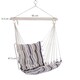 image 5 of Outsunny Outdoor Hanging Rope Chair with Soft Padded Seat & Backrest, Garden Hammock Chair with Wooden Support Bar Cotton Cloth, Portable Garden Chair for Patio & Tree, Brown | Brown | Brown Stripe