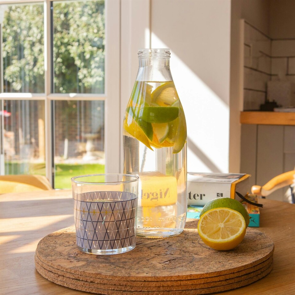 image 1 of Argon Tableware Glass Water Bottle with Metal Lids - 960ml Clear | One Size