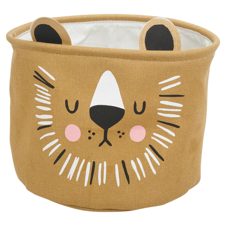 image 1 of 2 Pc Kids Animal Character Storage Baskets Toys Space Saving Organiser Hampers | Gold | Gold Lion
