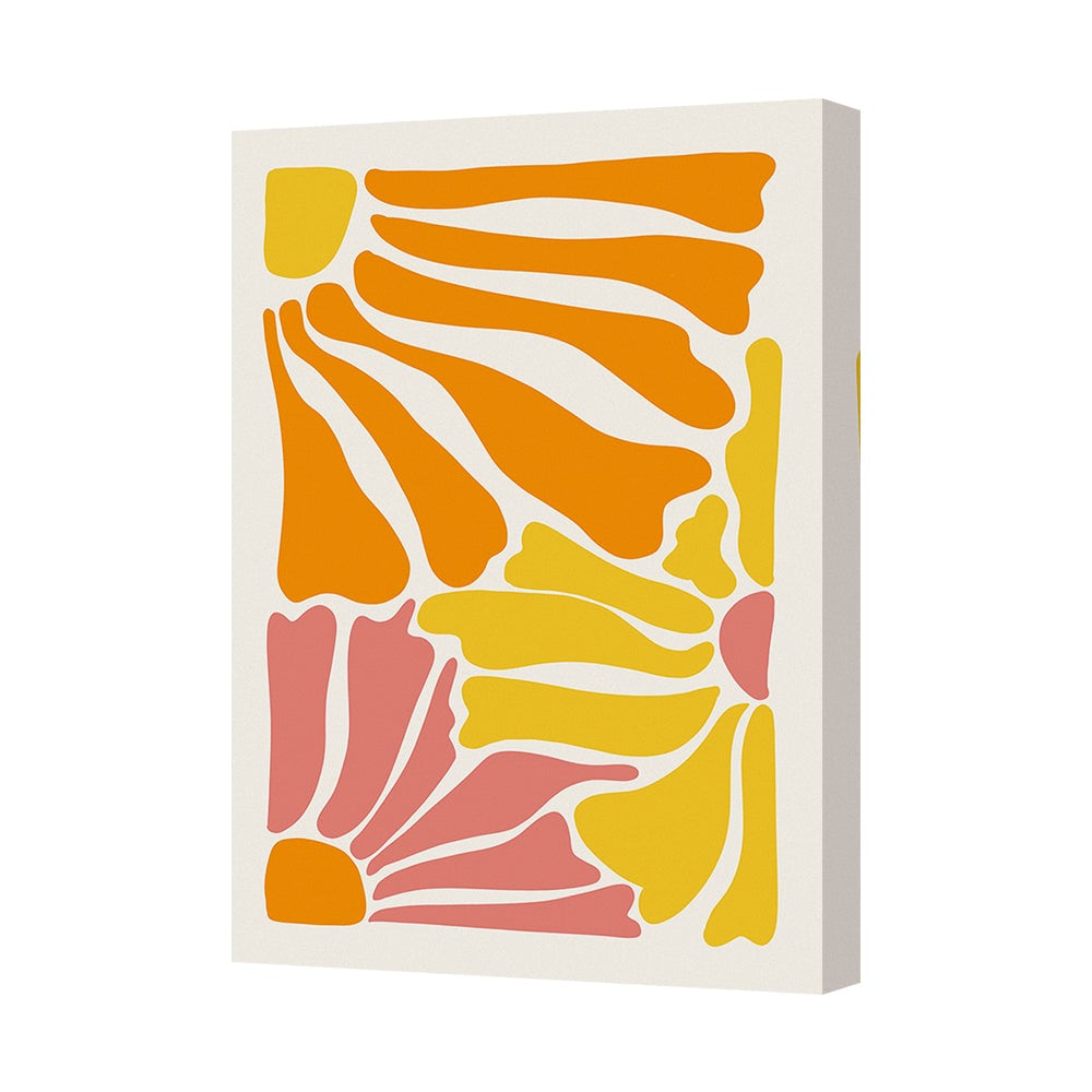Abstract Floral Canvas Wall Art Print In Bright Orange Pink Yellow UK