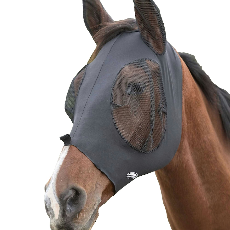 image 1 of Weatherbeeta Deluxe Stretch Horse Fly Mask With Ears - Black - Small Pony