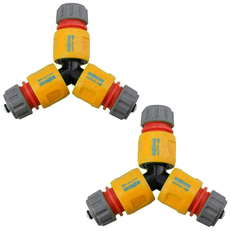 image 1 of 3 Way Garden Hose Pipe Coupler Connector Joiner + 3 Hozelock Quick Release Fittings 2pk