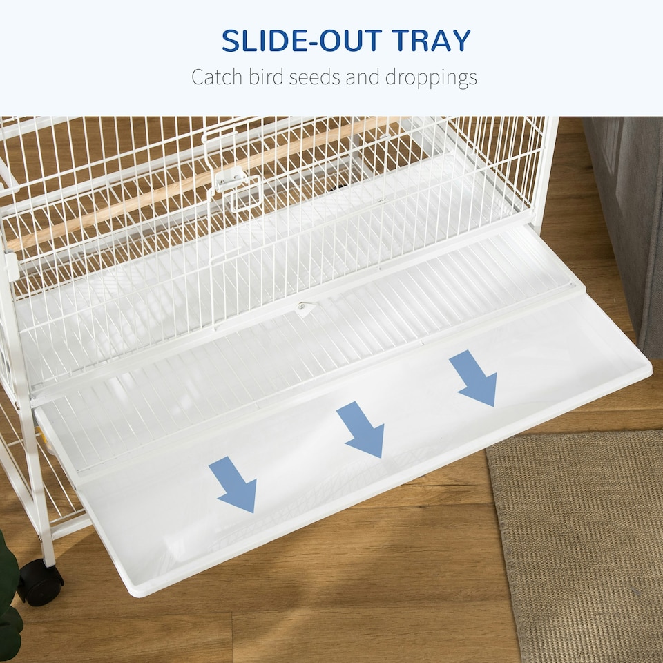 image 1 of PawHut Large Bird Cage Budgie Cage for Finch Canaries Parrot with Stand White