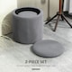 image 3 of HOMCOM Fabric Storage Ottoman with Removable Lid, Set of 2, Light Grey Grey