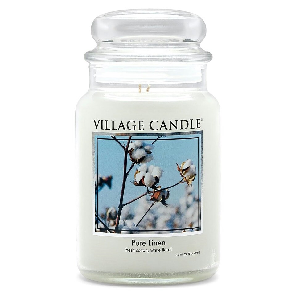 image 1 of Village Candle Large Jar Candle Pure Linen White | One Size