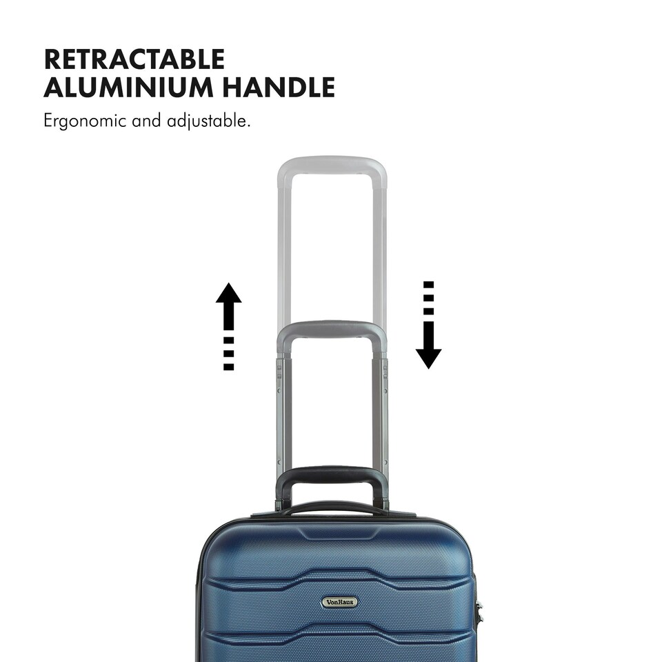 image 1 of VonHaus 3pc Navy Luggage Set, 360° Silent Spinner Wheels