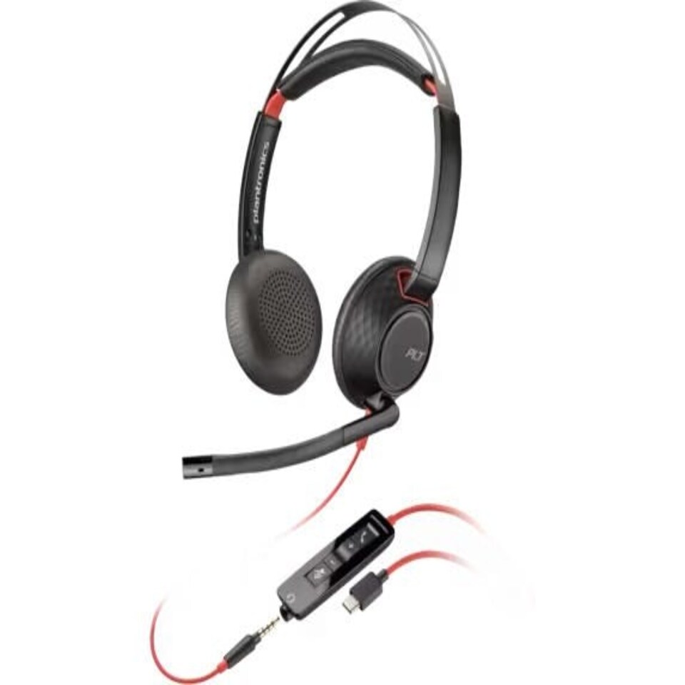 HP Poly Blackwire 5220 Stereo USB-C Headset + 3.5mm Plug + USB-C to USB-A Adapter N/A