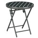image 1 of Outsunny Round Folding Side Table w/ Imitation Marble Glass Top, Black
