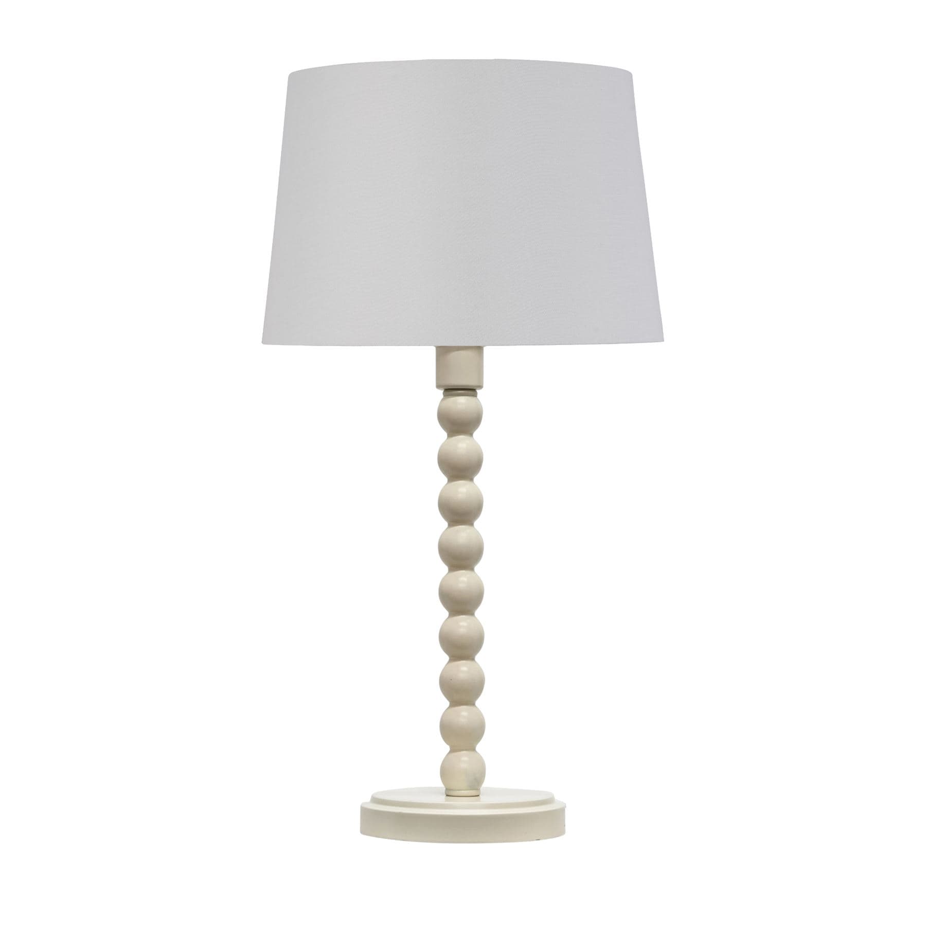 First Choice Lighting Bobbin - Ivory Lamp with White & Chrome Shade