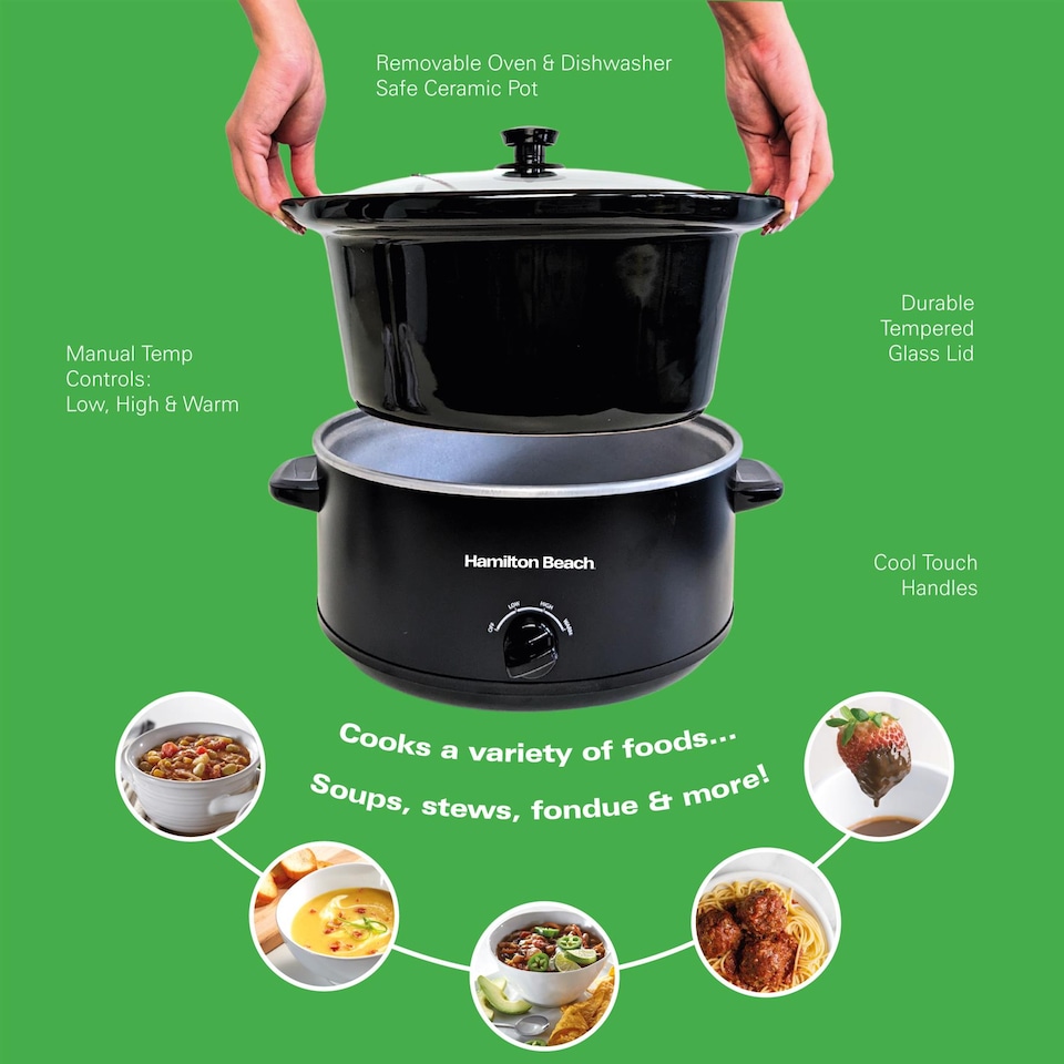 image 1 of Hamilton Beach 'The Comfort Cook' 3.5L Black Slow Cooker