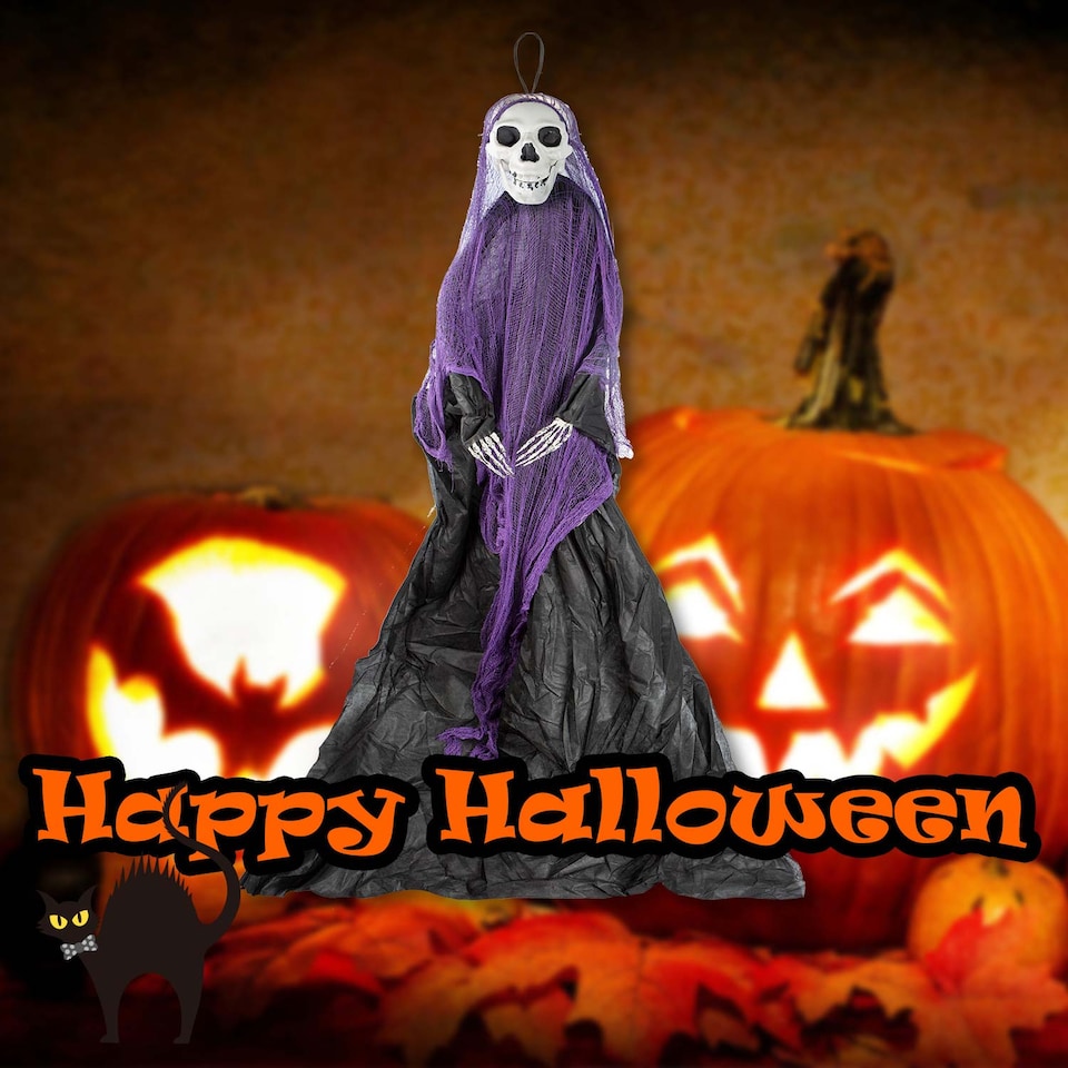 image 1 of PMS 7ft Hanging Halloween Decoration, Pumpkin Orange