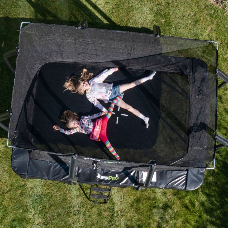 image 1 of 12ft x 8ft JumpPRO® Xcel Black Rectangular Trampoline with Enclosure