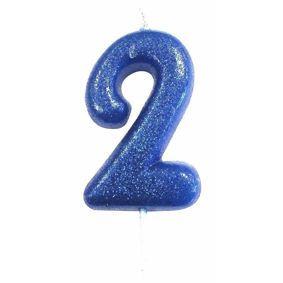 Anniversary House Glitter 2nd Birthday Candle - Blue - One Size