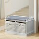 image 1 of Shoe Storage Bench With Cushioned Seat And 2 Drawers White White