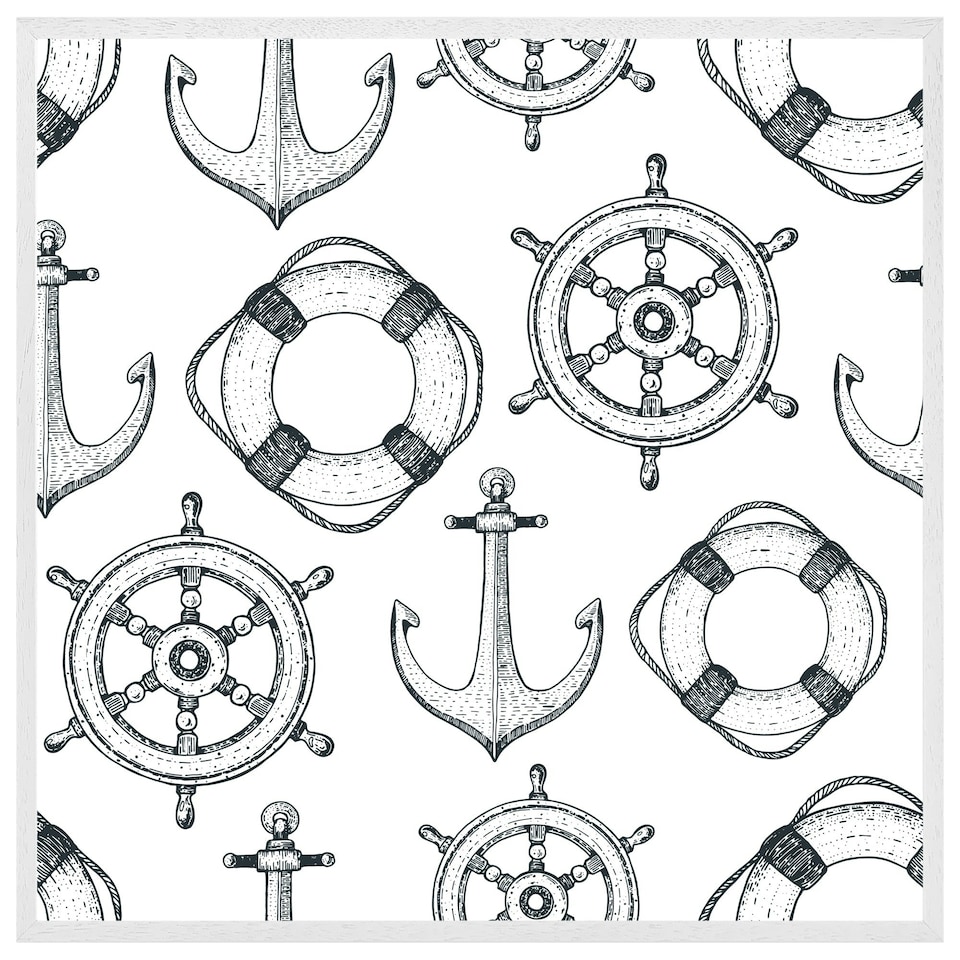 image 1 of Anchor & wheel (Picture Frame) White | XS