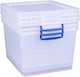 image 2 of 3 x Really Useful Box, 33.5 litres, nestable box with lid, 380 mm x 460 mm x 285 mm, transparent