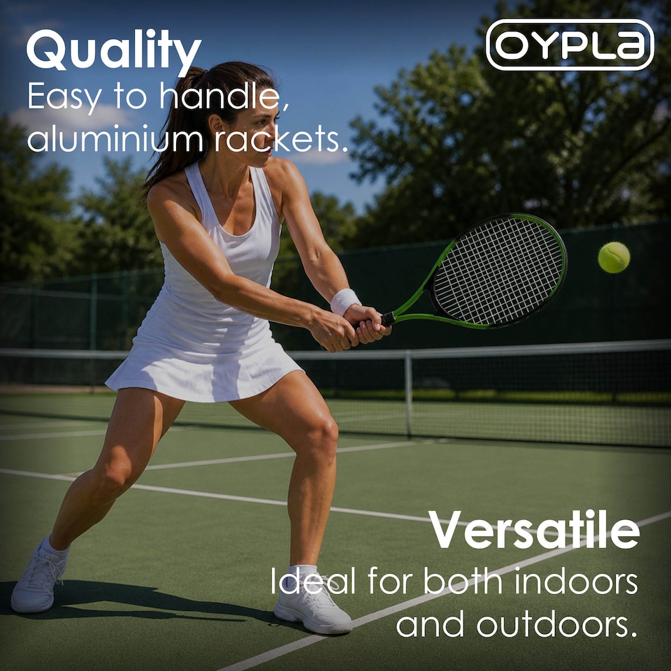 image 1 of 2 Player Junior Tennis Set with 23 Inch Aluminium Rackets, Balls & Carry Bag