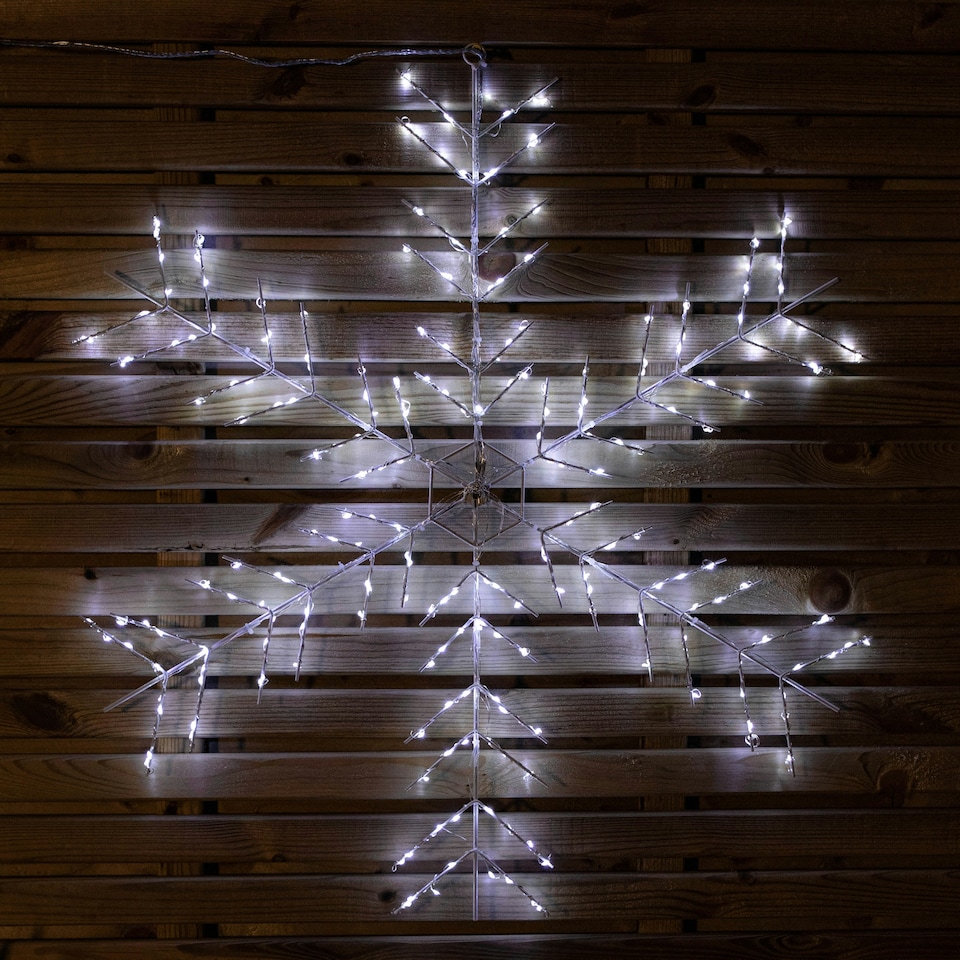 image 1 of 75cm Ice White 240 LED Snowflake Silhouette With 8 Functions