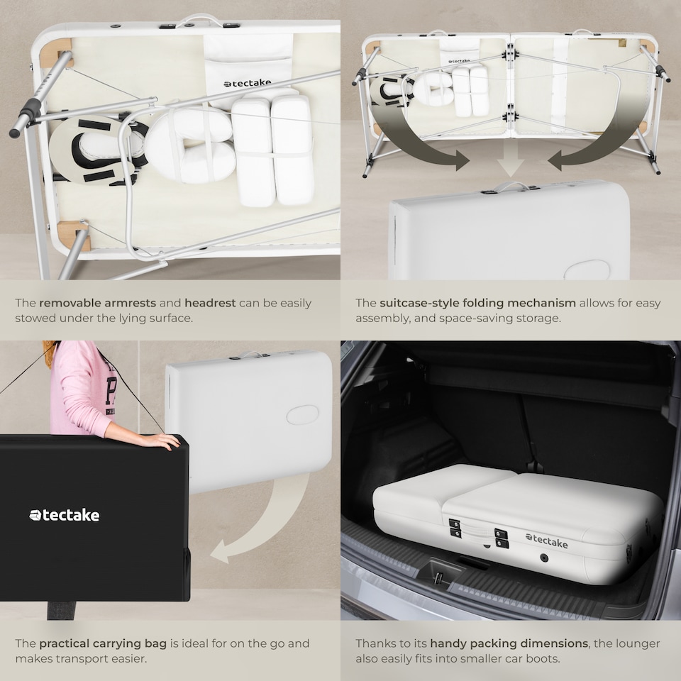 image 1 of Massage Table Phuket - 3 zones, 70 cm wide, aluminium frame, carry bag and masks | White | white | 1