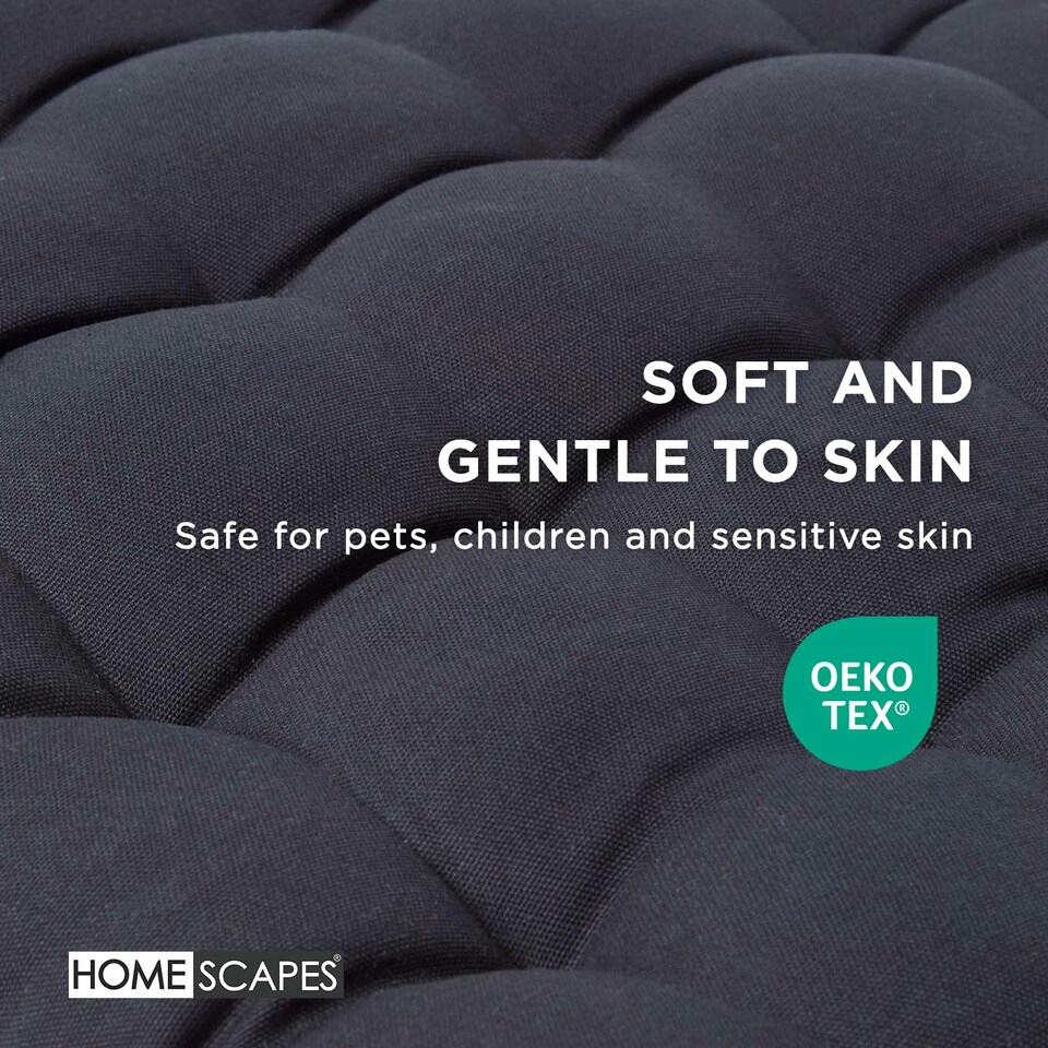 image 1 of Homescapes Garden Bench Cushion Luxury 2 Seater 100% Cotton Indoor Outdoor Seat Pad Black | 108 x 42 cm