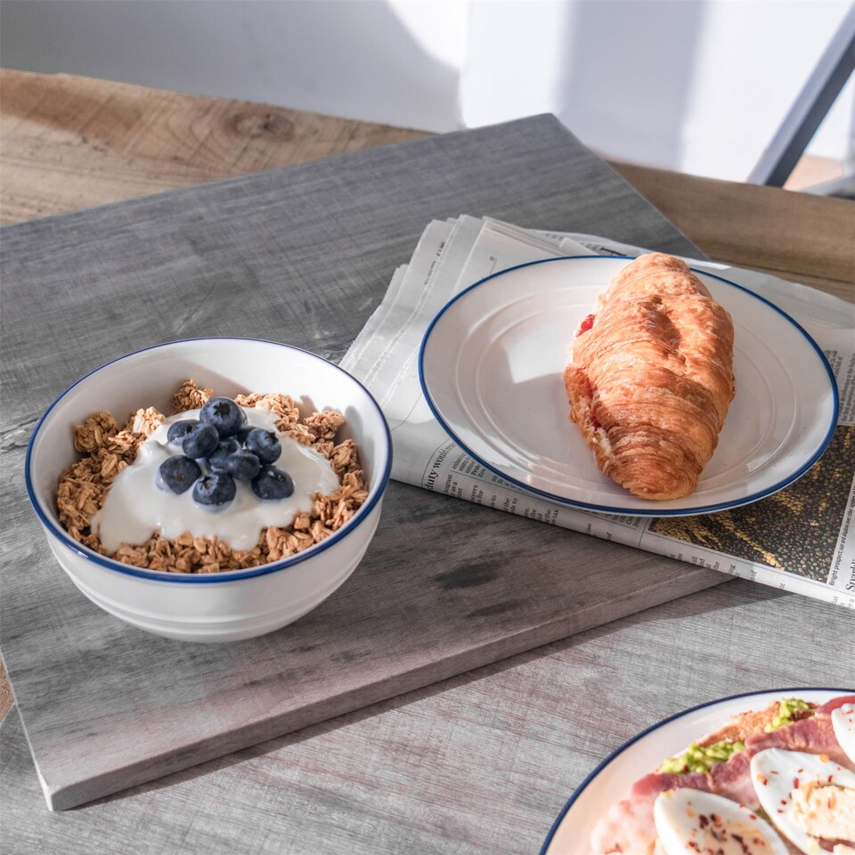 image 1 of Nicola Spring White Farmhouse Dessert Plates - 21cm - Pack of 6 | White | White