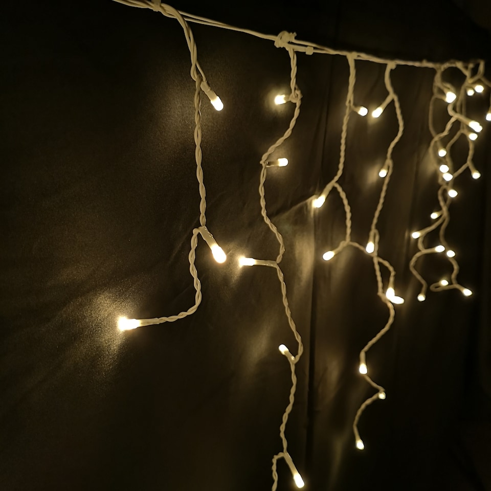 image 1 of 300 LED 7.5m Premier Christmas Outdoor 8 Function Icicle Lights in Warm White