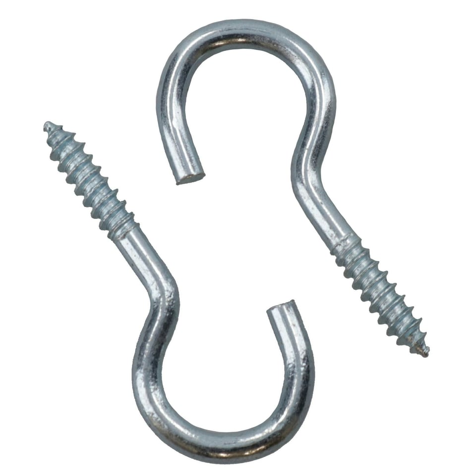 image 1 of Screw Hook Fasteners Hangers Zinc Coated Finish 12mm Dia 40mm length 12pc