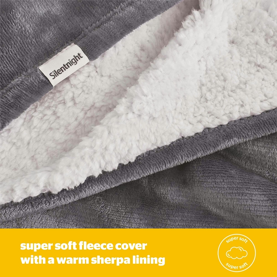 image 1 of Silentnight Snugsie Giant Blanket, Sherpa Fleece Lined, Charcoal, 240 x 180 cm