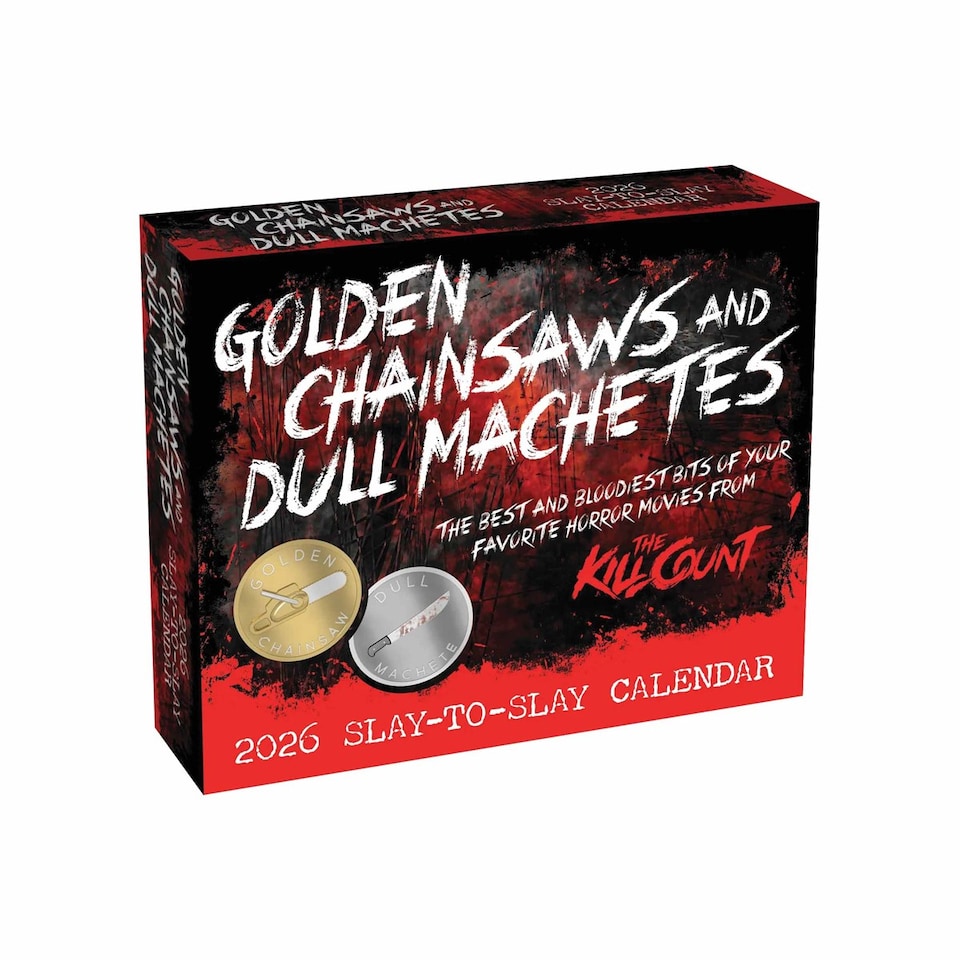 image 1 of Golden Chainsaws and Dull Machetes 2026 Calendar : Horror Movies by The Kill Count
