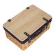image 3 of 36cm Buff Navy Lined Willow Empty Picnic Basket with Pinewood Lid | Brown | Navy Blue | S | 1
